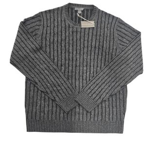 Amicale Cashmere Grey Cable Cashmere Sweater Umisex SZ L